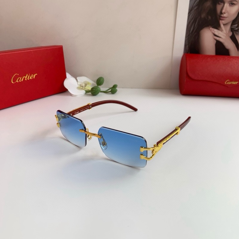 Солнцезащитные очки Cartier бескаркасные квадратные с синими линзами
