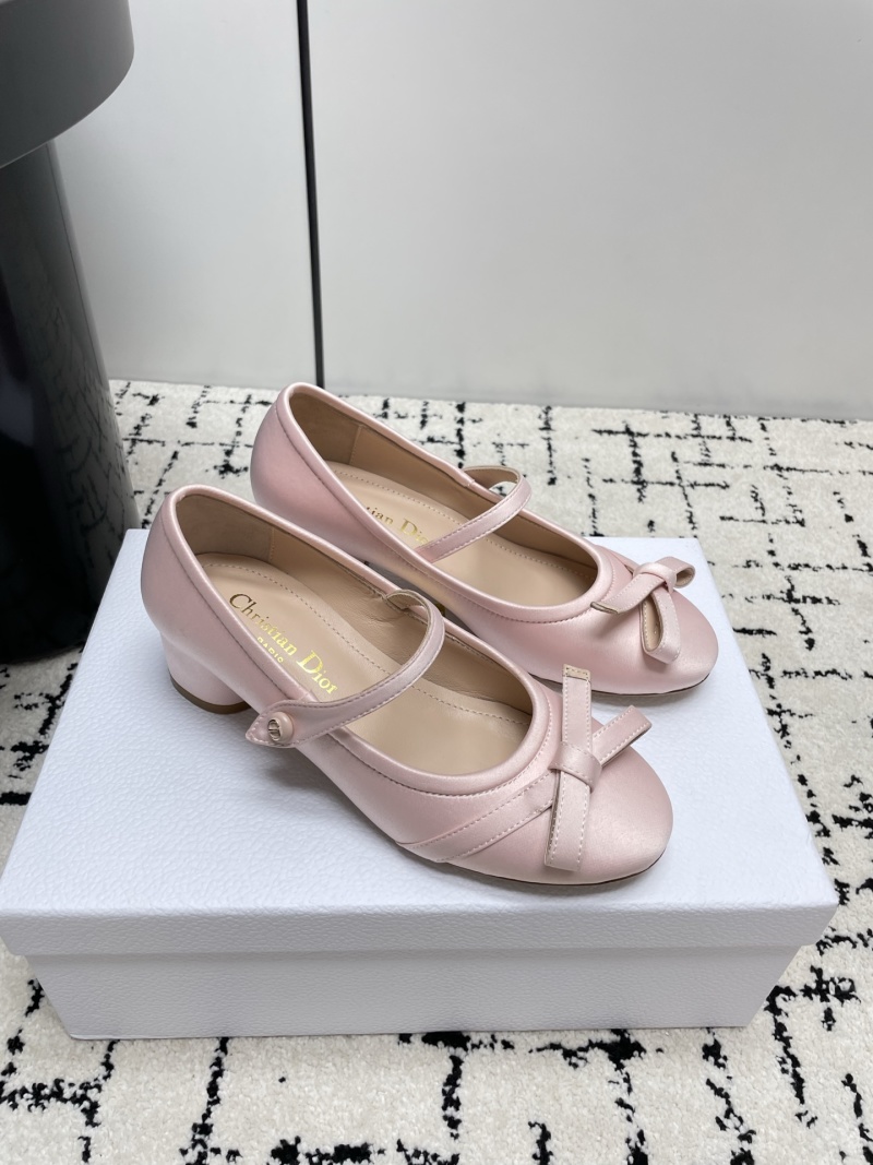 Женские розовые туфли-мариицы с бантом Dior