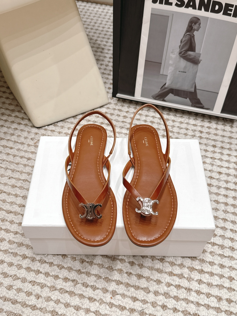 Женские кожаные босоножки с логотипом в стиле минимализм Celine