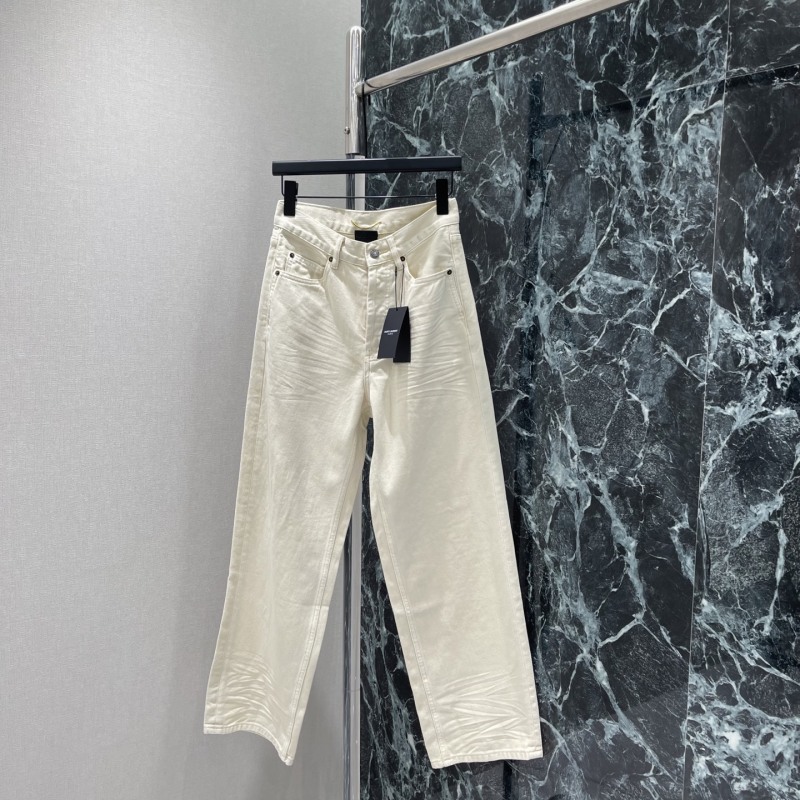 Женские джинсы Saint Laurent прямые белые