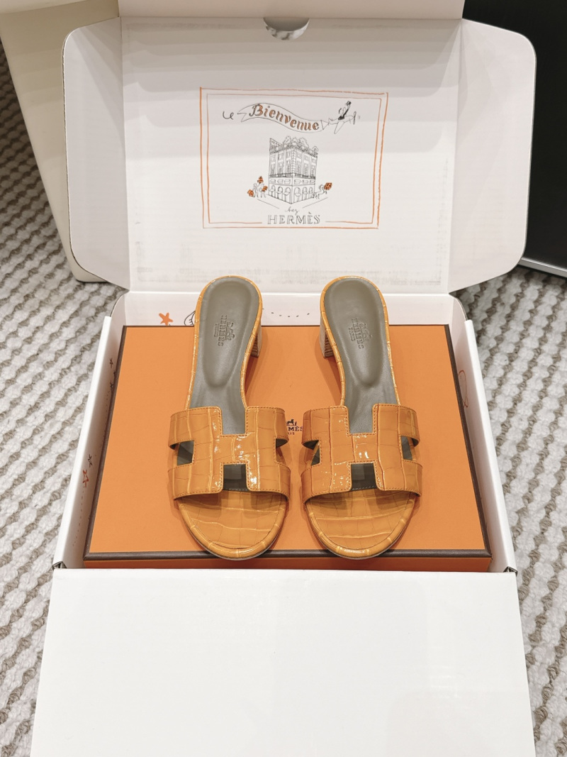 Женские шлёпанцы H в оранжевом цвете Hermès