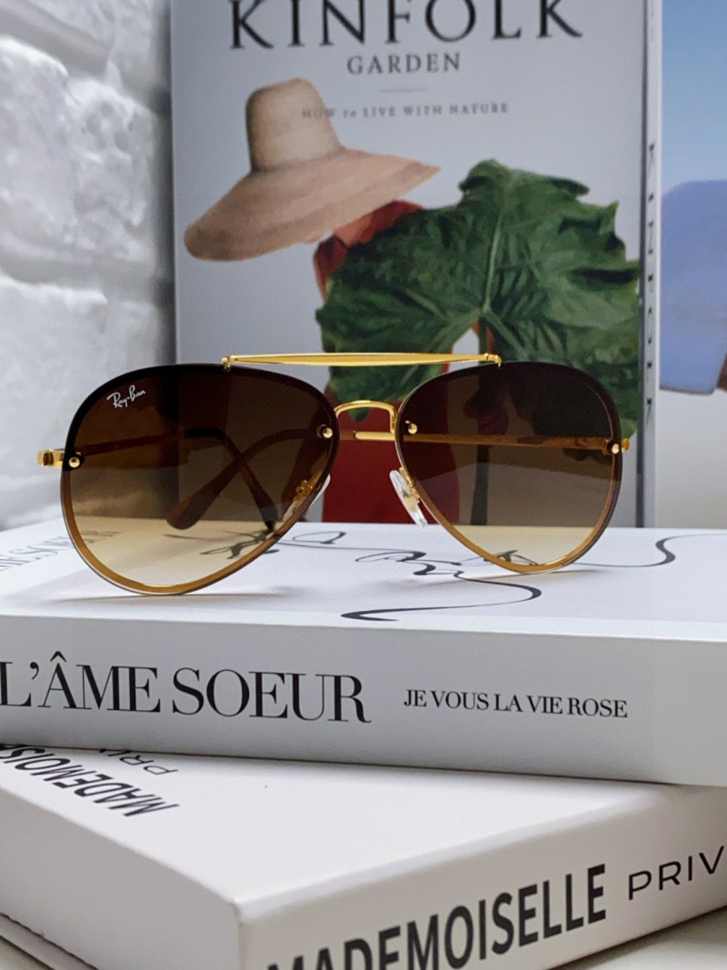 Солнцезащитные очки Ray-Ban авиаторы золотые с градиентом