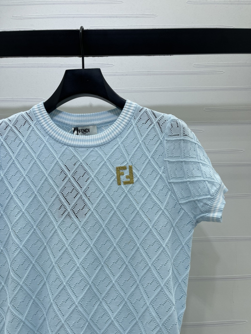 Женский вязаный джемпер с коротким рукавом Fendi
