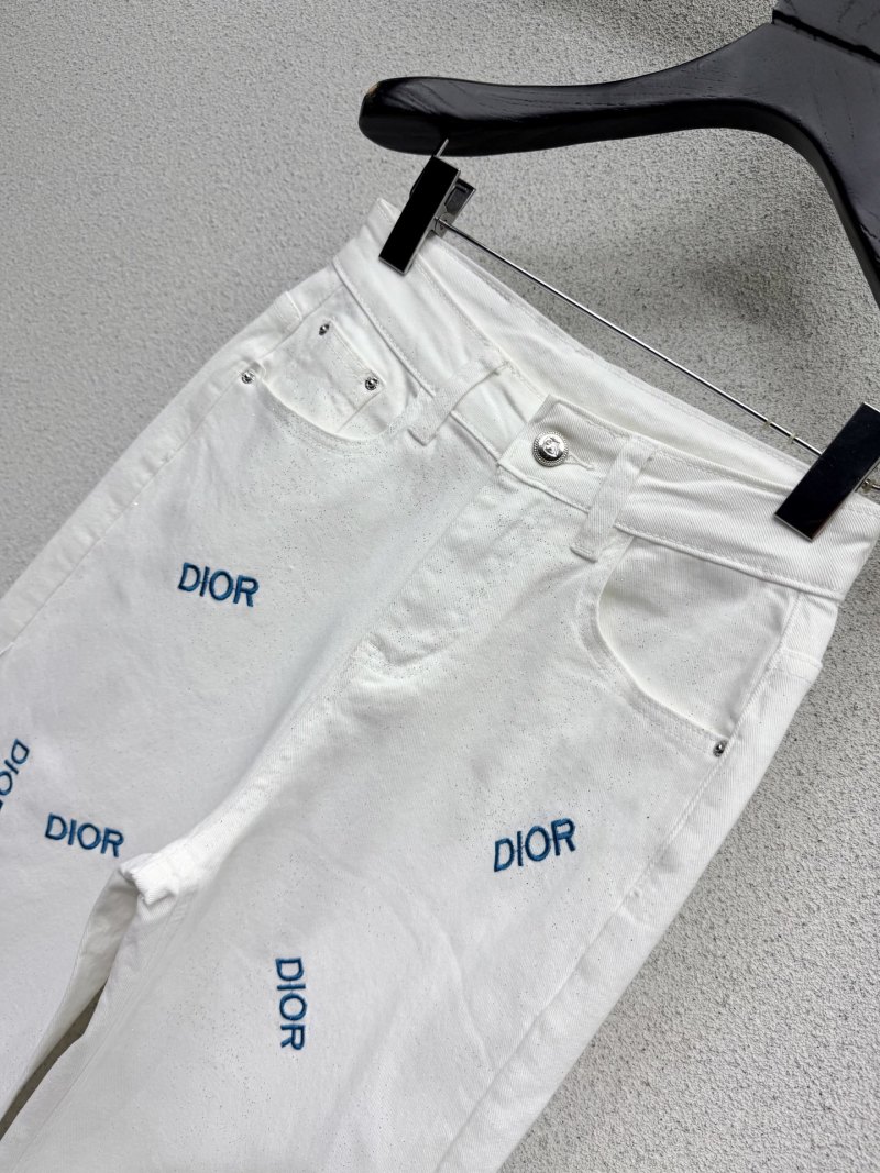 Белые джинсы с логотипом Dior