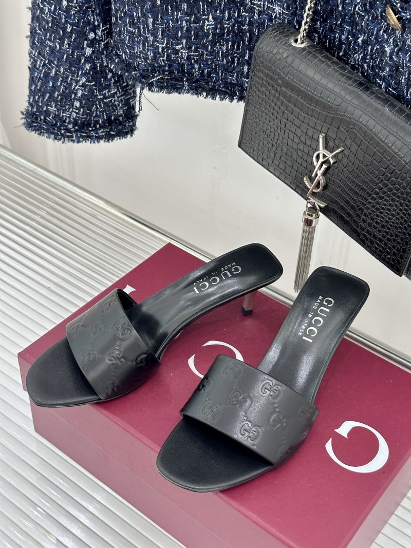 Туфли-мюли Gucci женские черные с логотипом