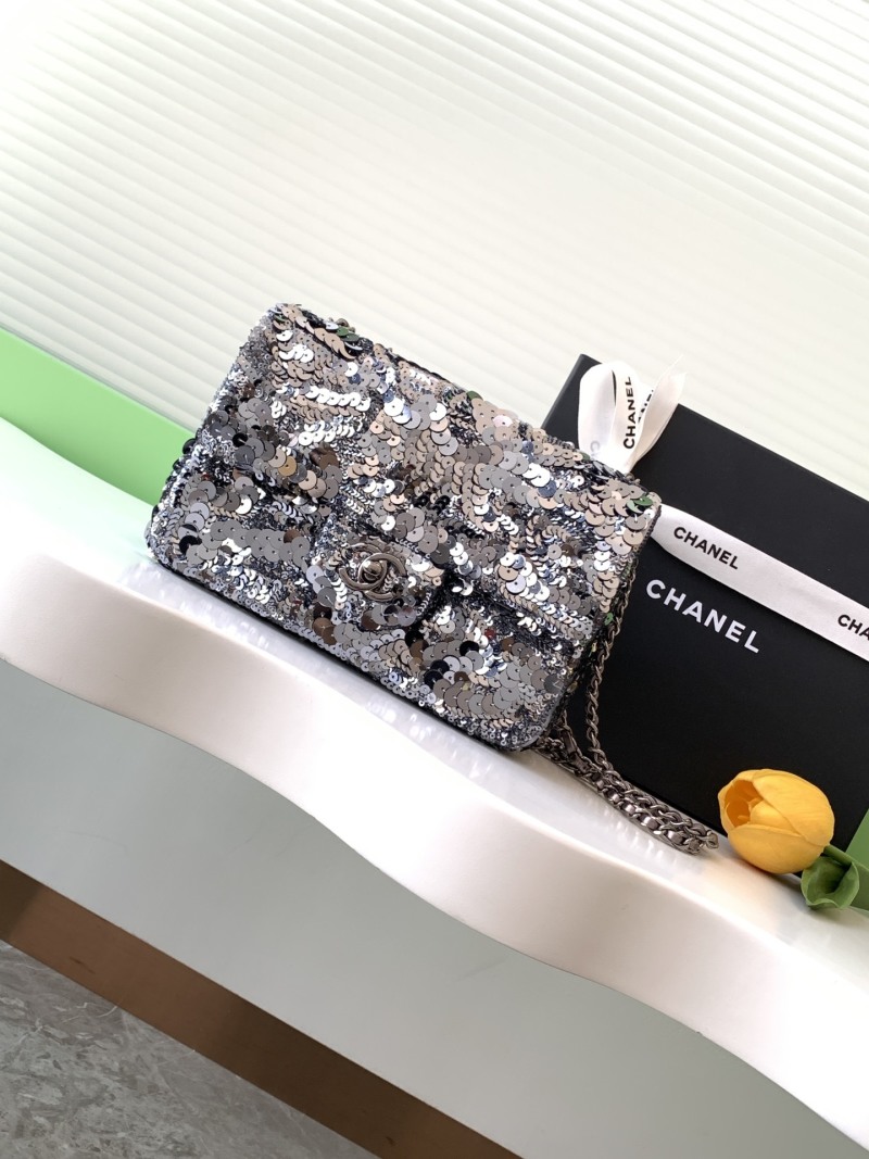 Сумка-клатч с блестками, черная Chanel