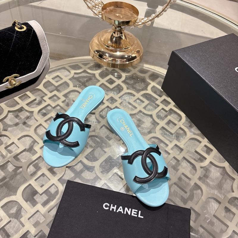 Женские пляжные сандалии Chanel с двойным логотипом