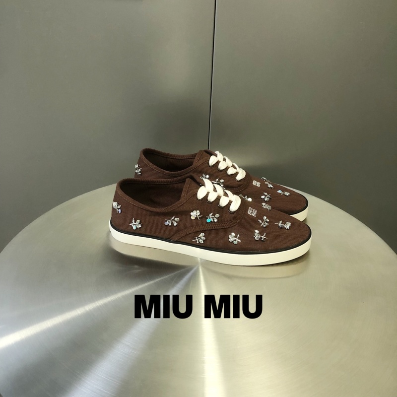 Кеды Miu Miu со стразами Коричневые