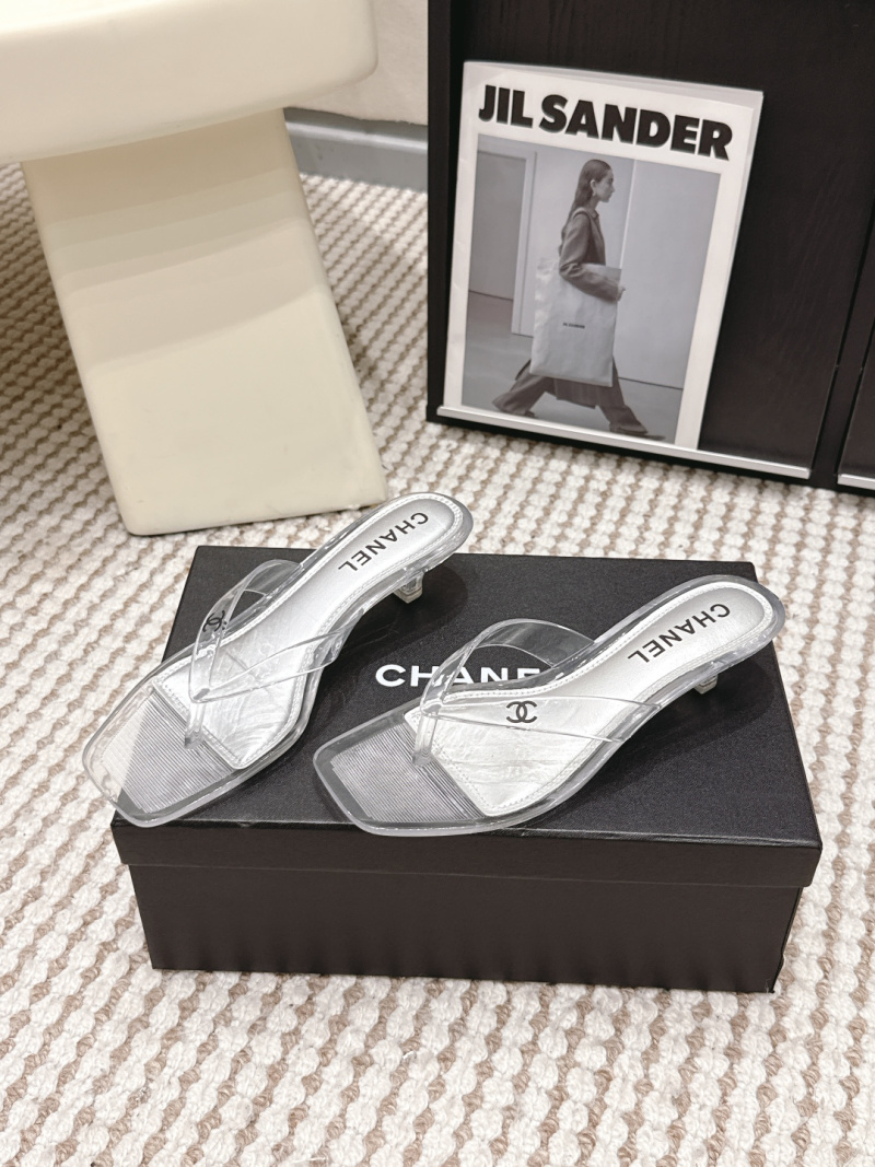 Прозрачные женские шлёпанцы на платформе Chanel