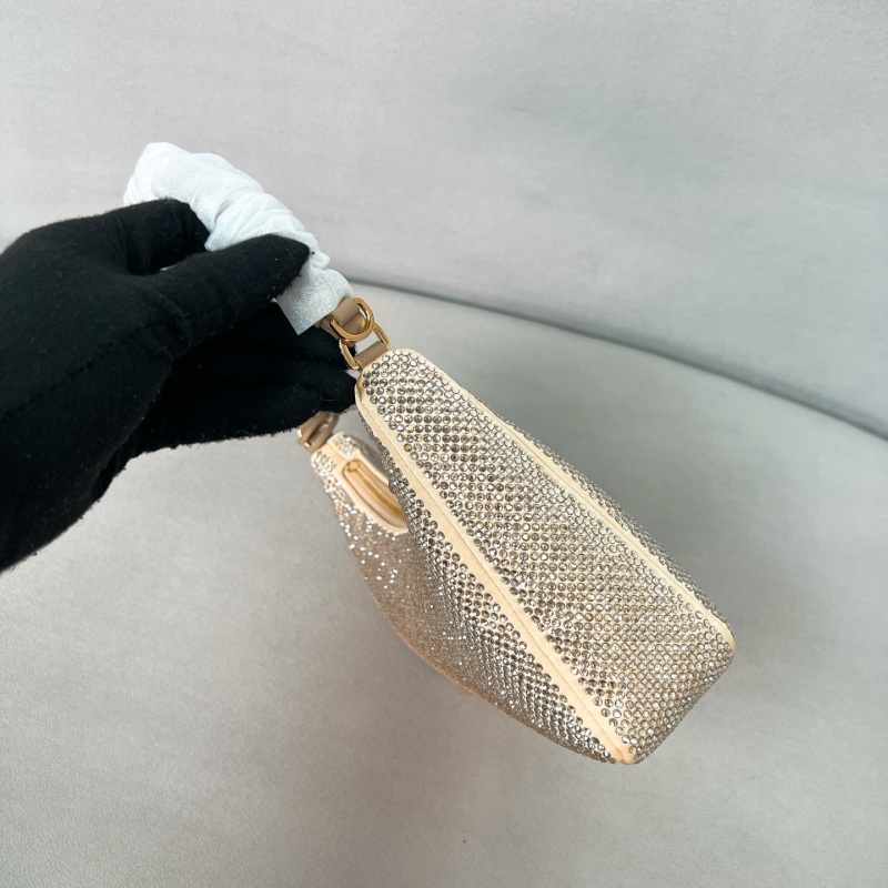 Сумка Hobo с кристаллами, бежевая Prada