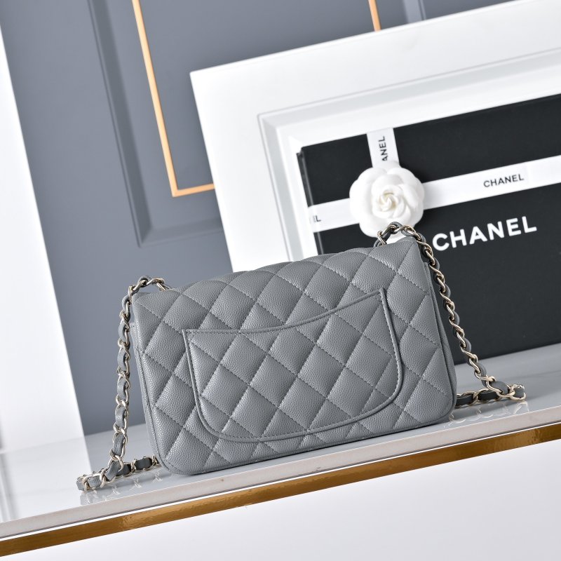 Маленькая сумка Chanel Classic Flap с двойной цепочкой, серый