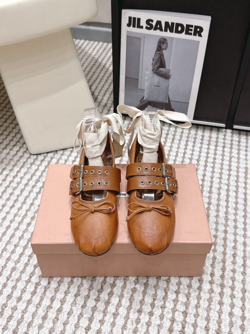 Женские балетки MiuMiu коричневые Miu Miu
