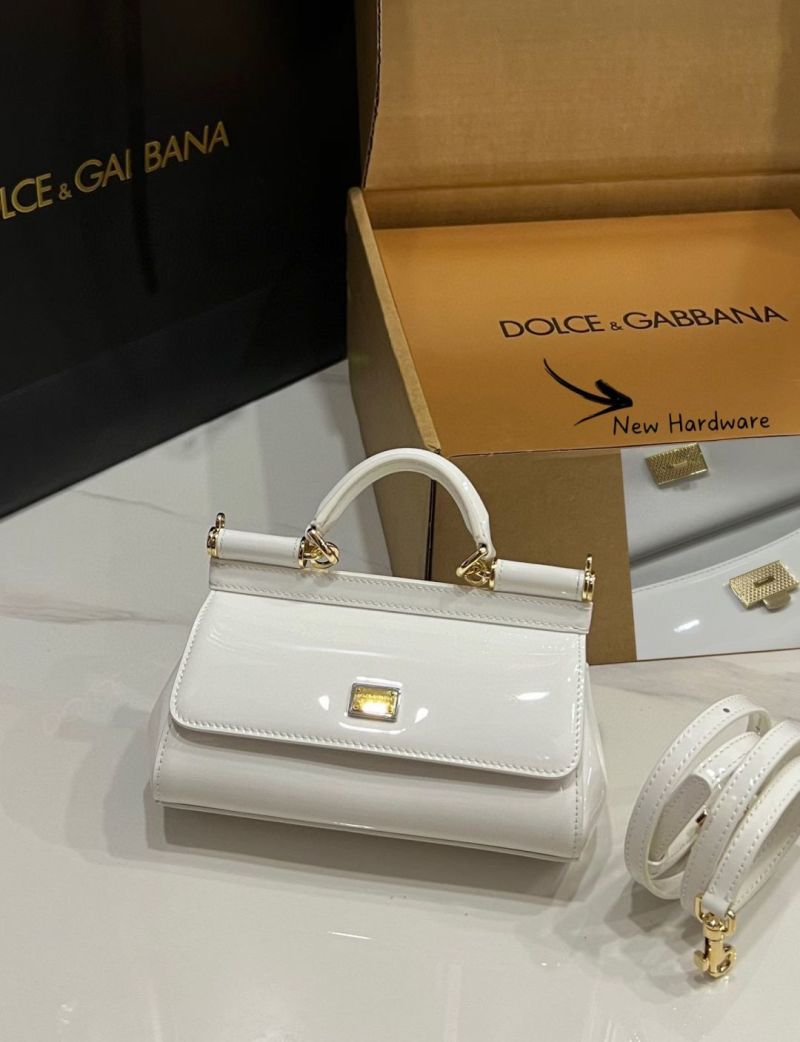 Белая кожаная сумка с ручкой и съемной лямкой Dolce & Gabbana