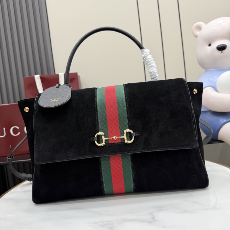 Черная сумка Gucci с красной и зеленой полосой