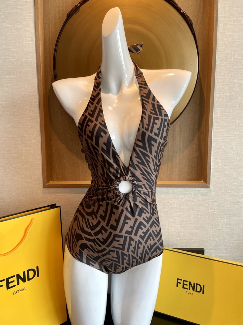 Купальник женский цельный с геометрическим узором Fendi