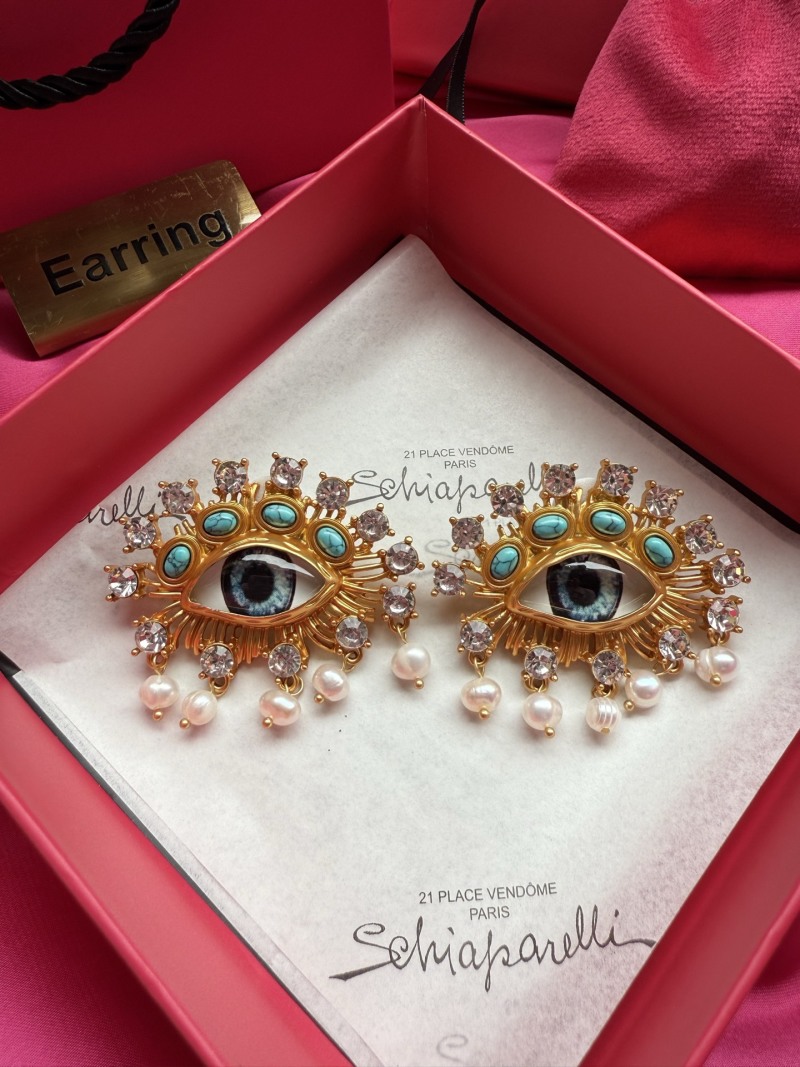 Серьги в форме глаза с жемчугом и камнями Schiaparelli