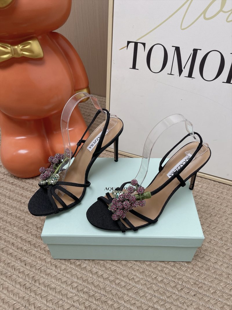 Женские босоножки AQUAZZURA с кристаллами черного цвета