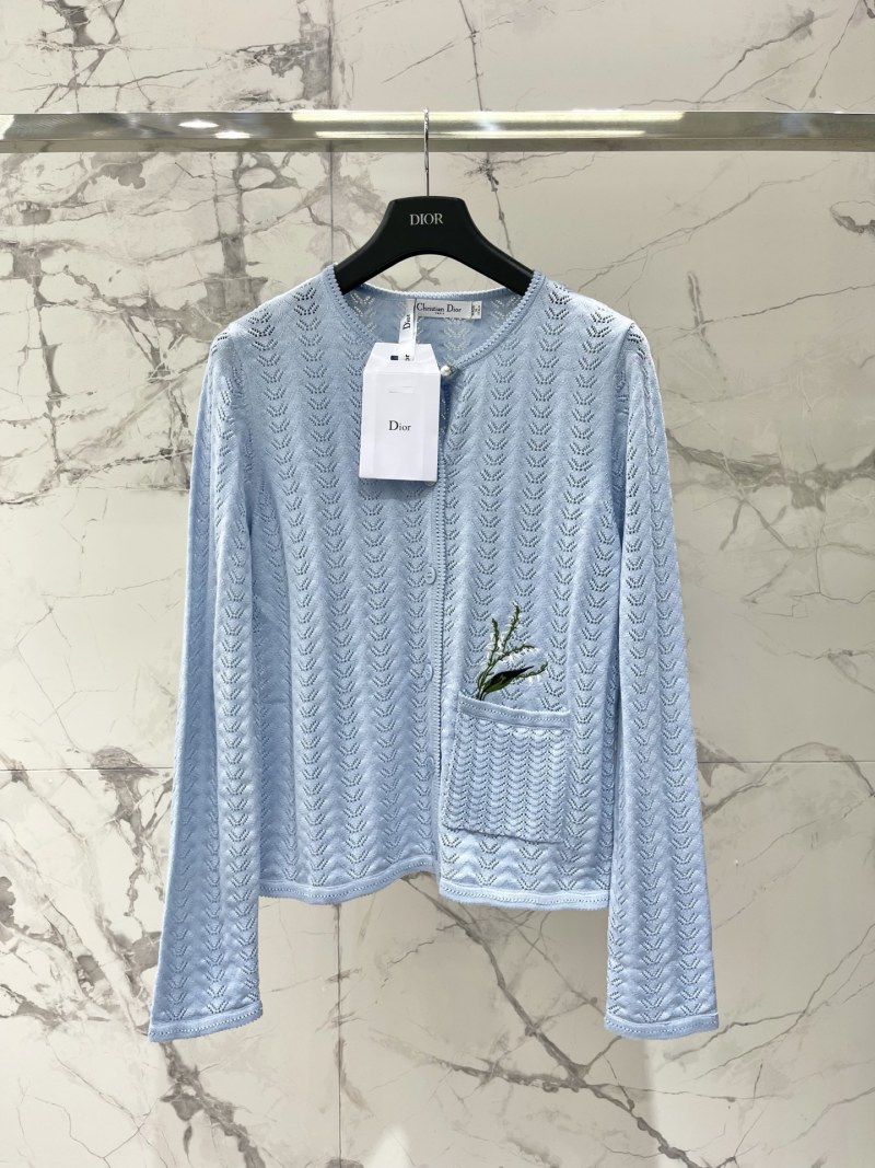 Кардиган вязаный ажурный с вышивкой Dior