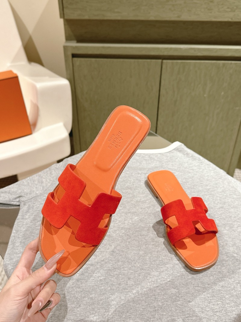Женские шлёпанцы оранжевые Hermès