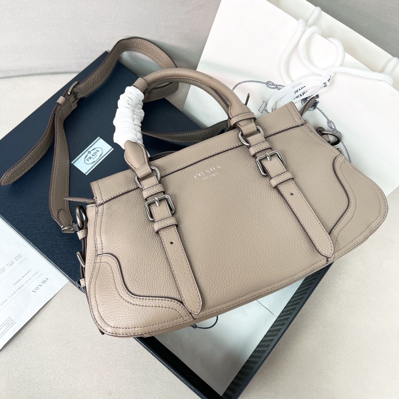 Женская сумка Prada из натуральной кожи, цвет песочный
