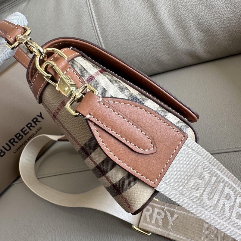 Женская сумка Burberry с клетчатым узором и кожаной отделкой