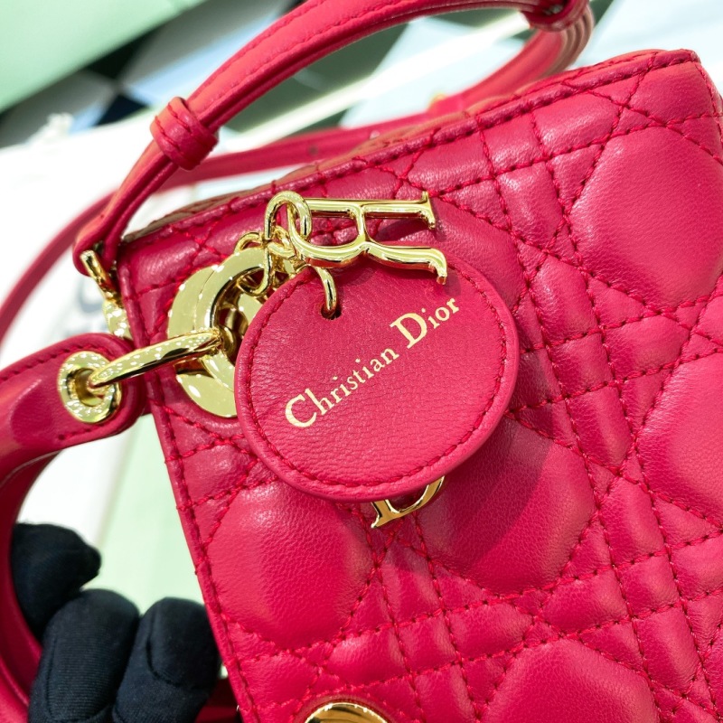 Мини-сумка Lady Dior розового цвета