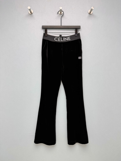 Чёрные брюки Celine из черного бархата
