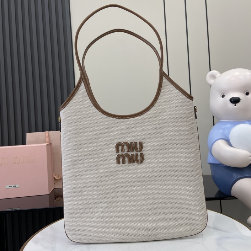 Сумка-тоут Miu Miu бежевая с логотипом