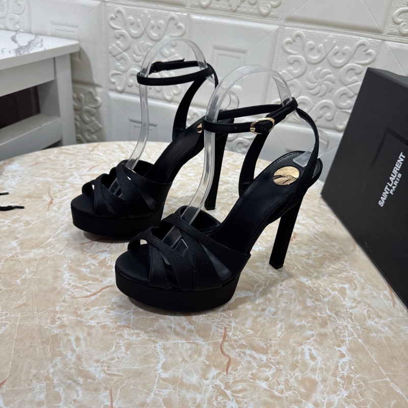 Черные босоножки на высокой платформе Saint Laurent