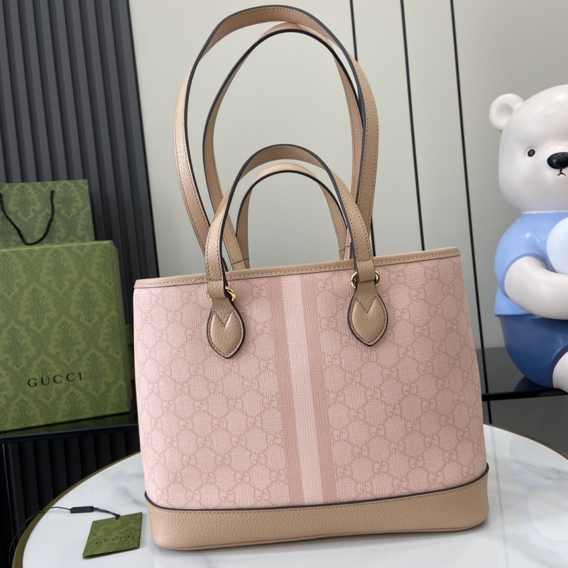 Сумка-тоут Gucci розовая с бежевыми вставками