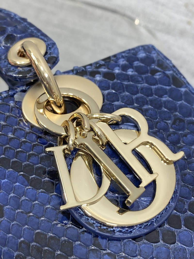 Сумка Dior Lady Dior синяя с принтом
