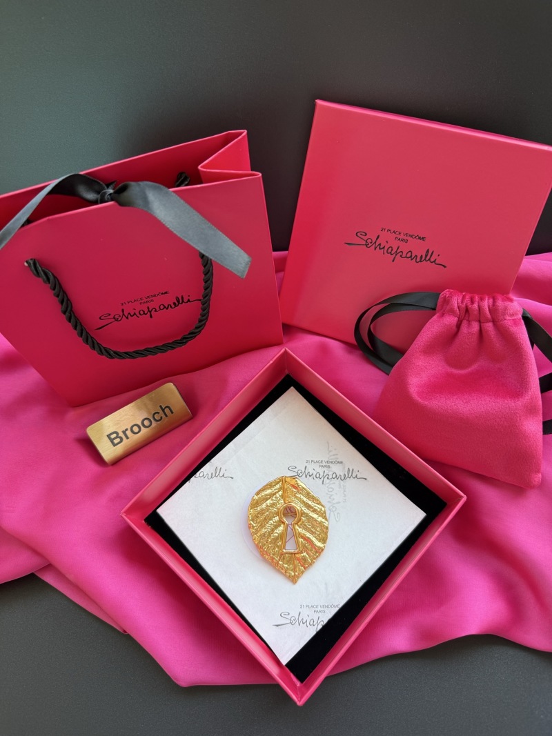 Брошь Schiaparelli в форме листа с ключом