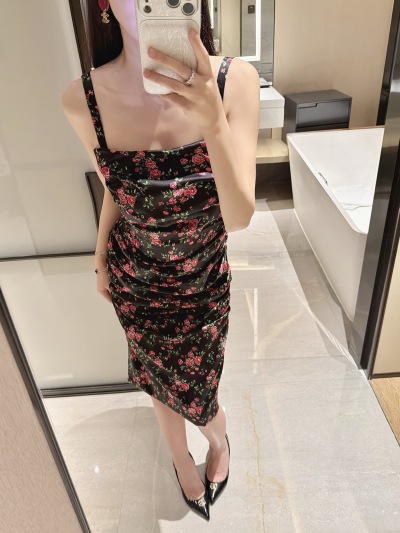 Сатиновое платье Dolce & Gabbana с цветочным принтом