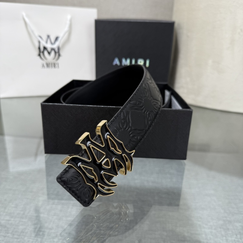 Черный кожаный ремень с пряжкой Amiri