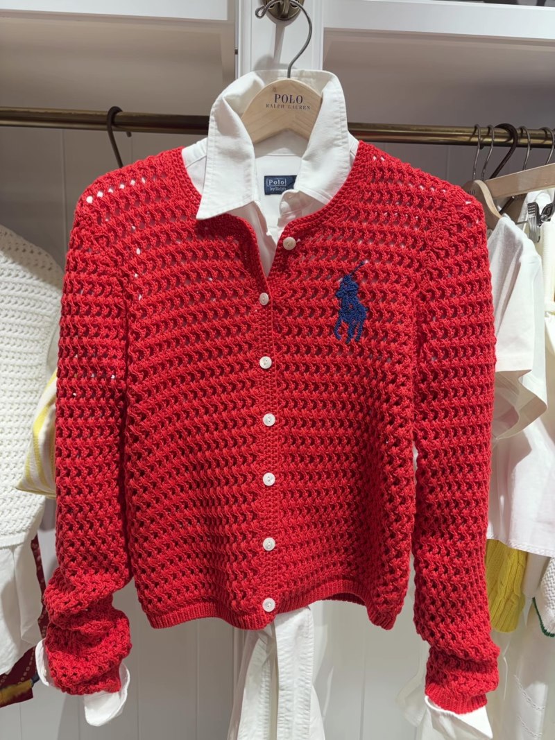 Кардиган Polo Ralph Lauren женский красный вязаный