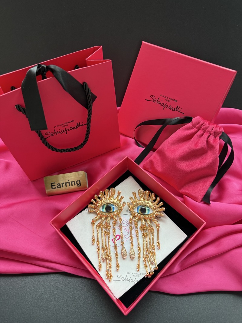 Серьги с глазом и каскадом подвесок Schiaparelli
