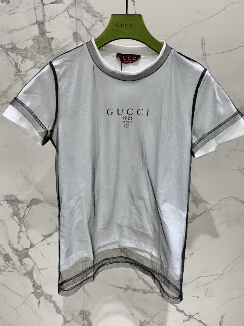 Футболка женская двойная с логотипом Gucci