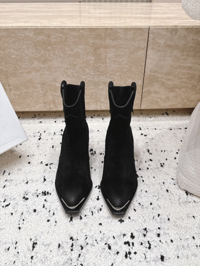 Женские ботильоны Celine с острым носком черного цвета