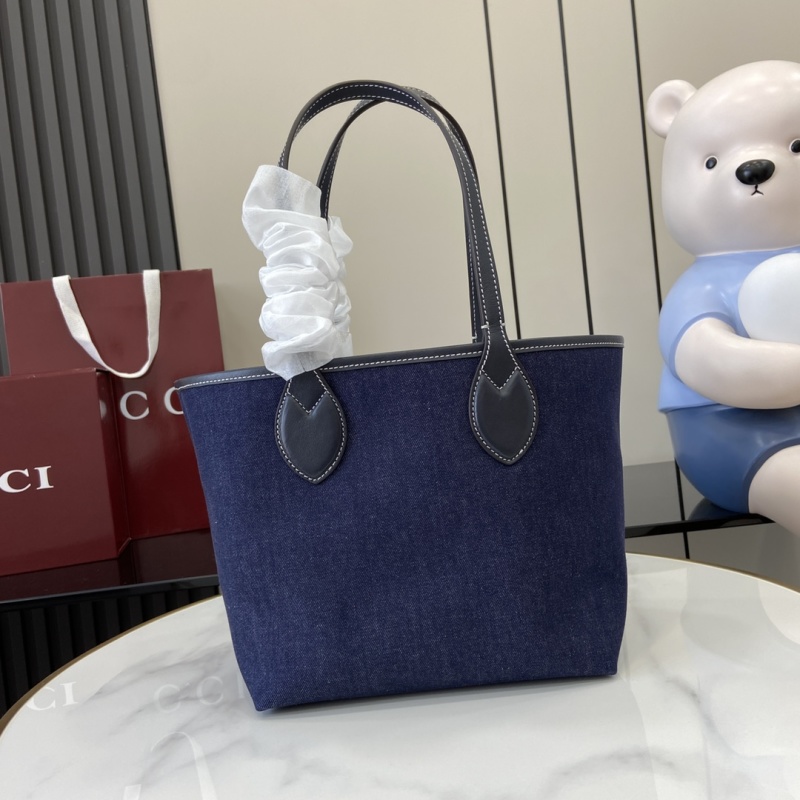 Сумка-тоут Gucci синяя с логотипом