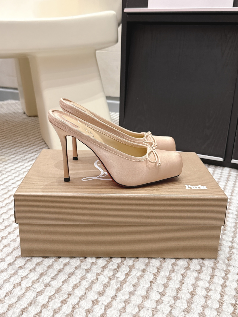 Туфли Christian Louboutin Follies Strass с бантом, телесный