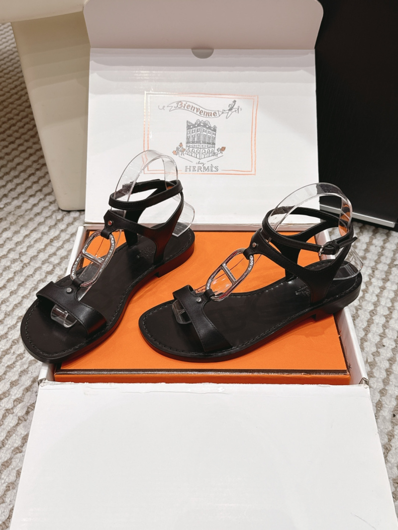 Женские босоножки с ремешками на металлической пряжке Hermès