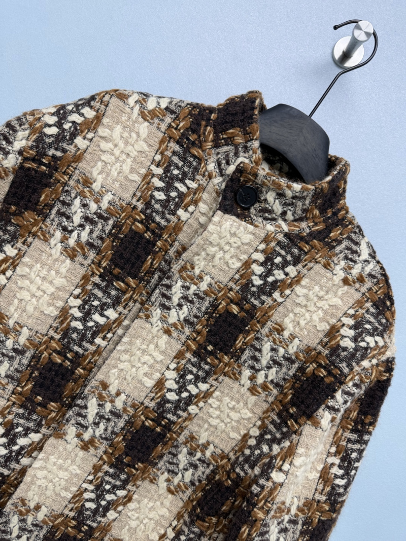 Пальто YSL с трёхцветным клетчатым узором Saint Laurent