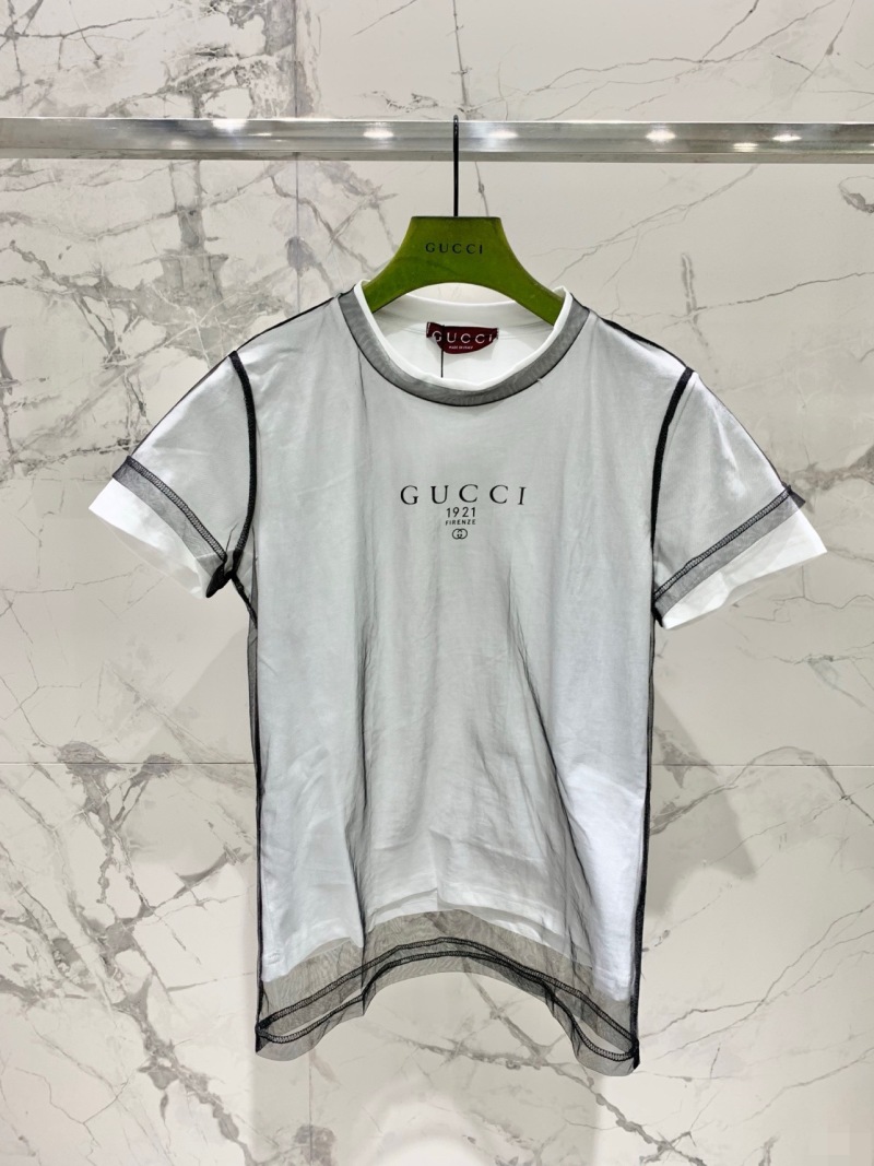 Футболка женская двойная с логотипом Gucci