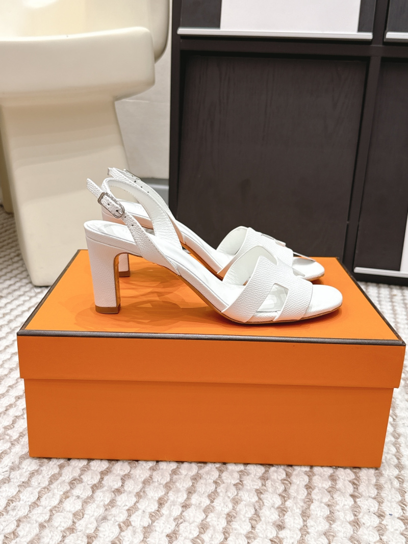 Женские босоножки Hermes Eclair белые с H-ремнем Hermès