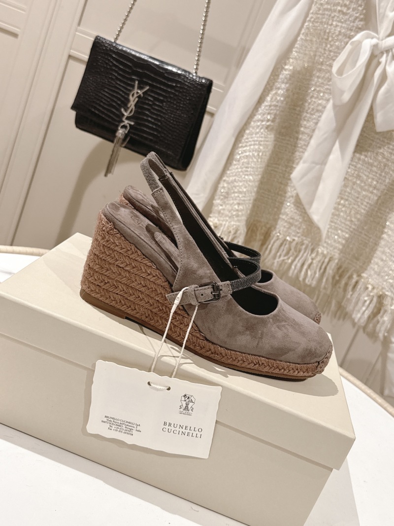Женские сабо на платформе с текстильным декором Brunello Cucinelli