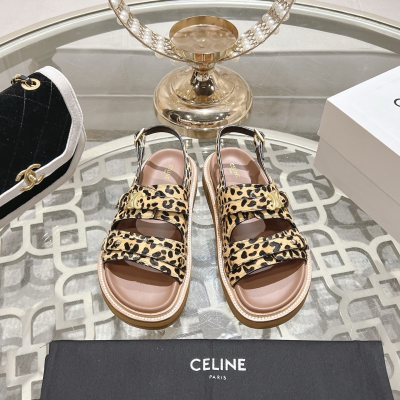 Женские босоножки Celine с леопардовым принтом на платформе