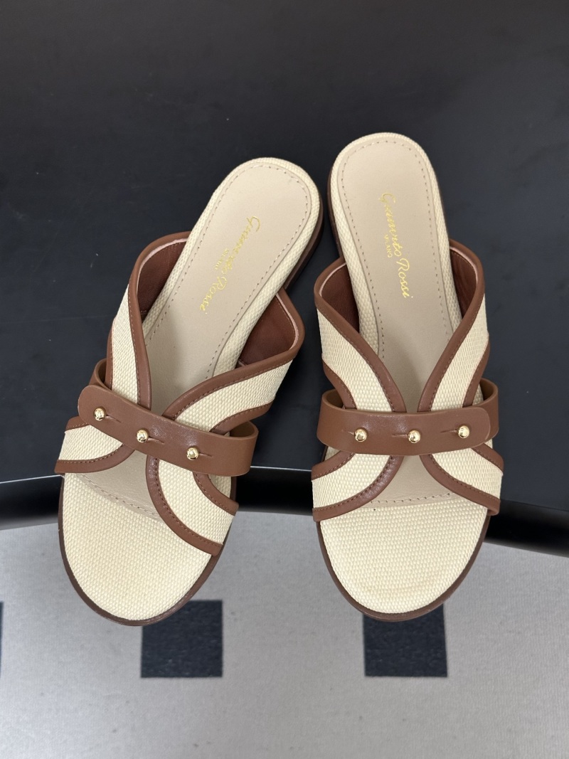 Сандалии женские Gianvito Rossi из льна и кожи со шпильками