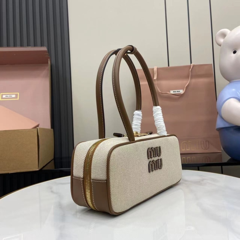 Сумка Miu Miu бежевая с коричневой отделкой