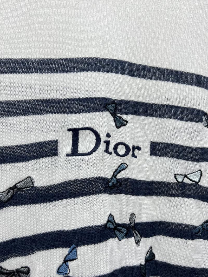 Джемпер женский Dior Marinière, бело-синяя полоска, декор бабочками