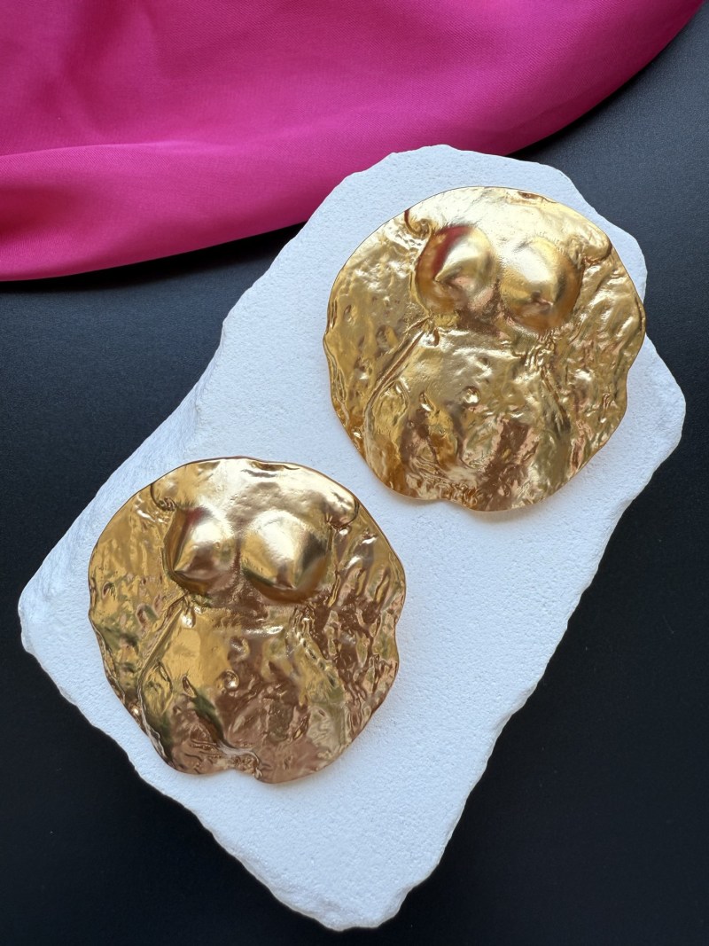Серьги в форме лица с золотым покрытием Schiaparelli